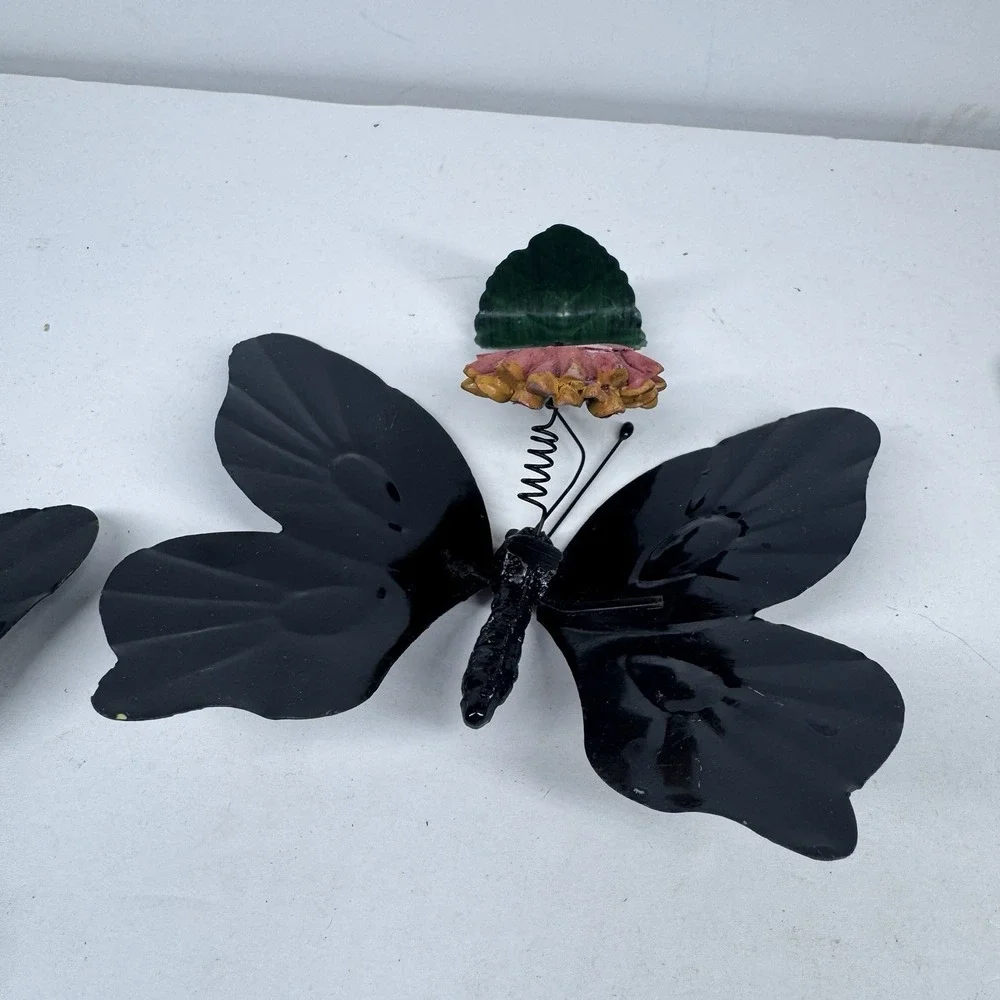 Metal‎ Butterfly Garden Decor Spring Clip On Plant Pot Art Set READ